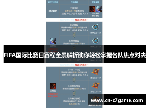 FIFA国际比赛日赛程全景解析助你轻松掌握各队焦点对决 FIFA国际比赛日赛程全景解析助你轻松掌握各队焦点对决